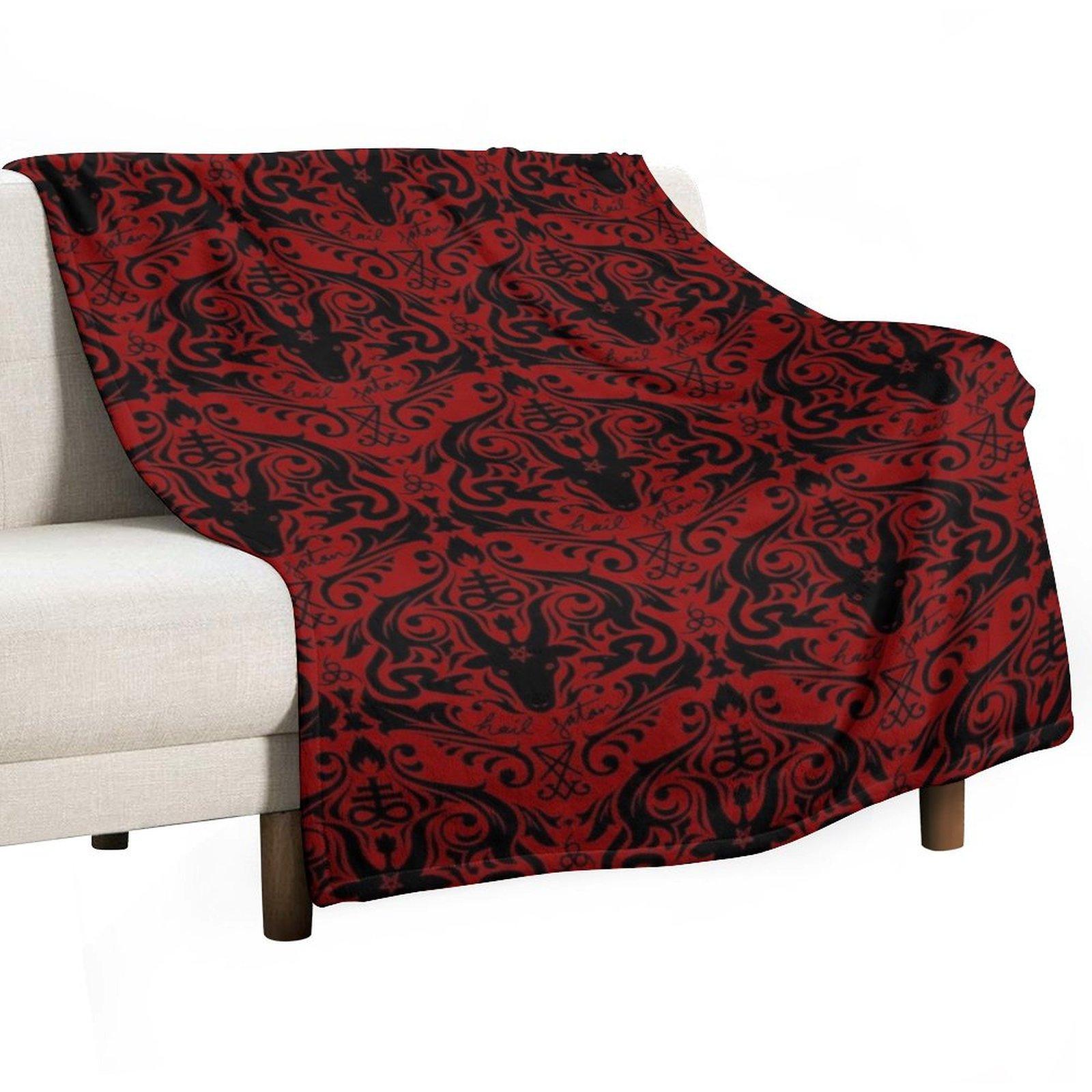 

Damask - Hail Satan (Black & Red default) Throw Blanket manga Weighted heavy to sleep Blankets 30x40in