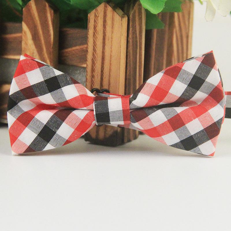 

Children s Trendy British Style Multi-Color Cotton Plaid Bow Tie
