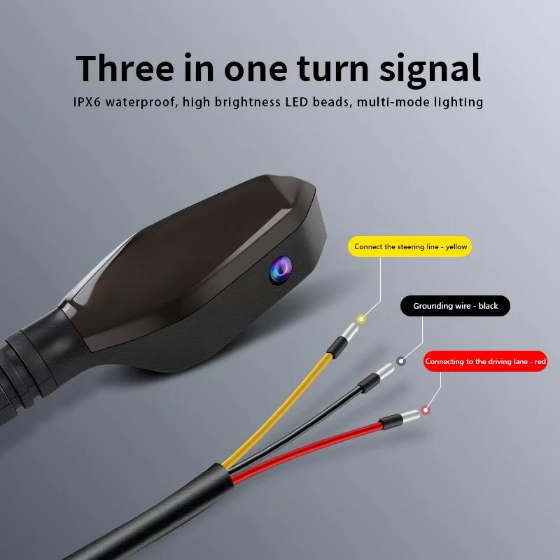 2PCS Universal Motorcycle LED Turn Signal Lamp Color Projection Lamp Sequential Flowing Flash Indicator Lights Running Light