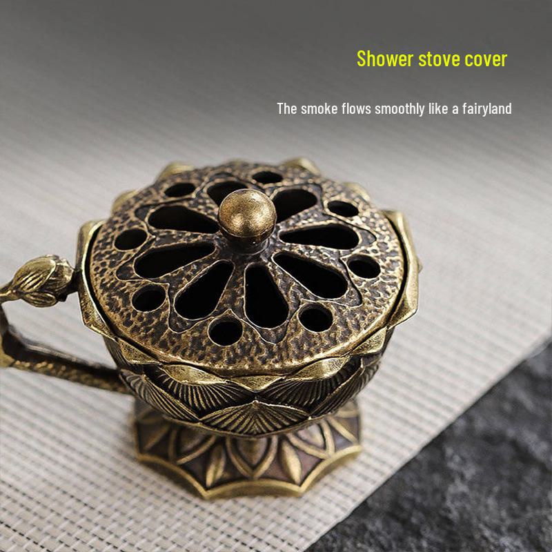 Hand-held Alloy Lotus Incense Burner for Tea Ceremony Ornaments