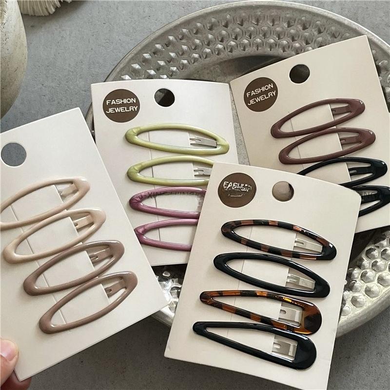 Fashion Temperament Leopard Pattern Dripping Oil and Water Dripping BB Clip Bangs Clip New Cute Girl Color Oval Hairpin Side Clip
