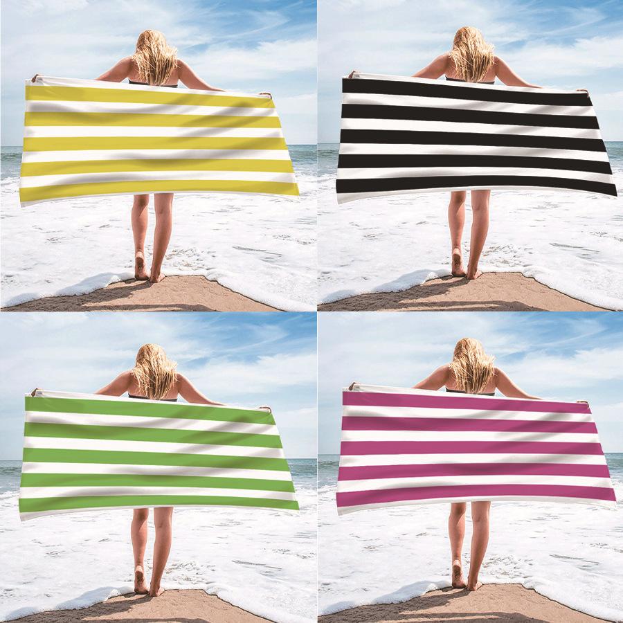 Beach Singlesided Towel Microfiber Velvet Beach Towel Personalized Striped Pattern Towel Bath Towel Summer Beach