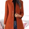 Women's Mid-Length Slim Woolen Coat - Korean Style, Solid Color