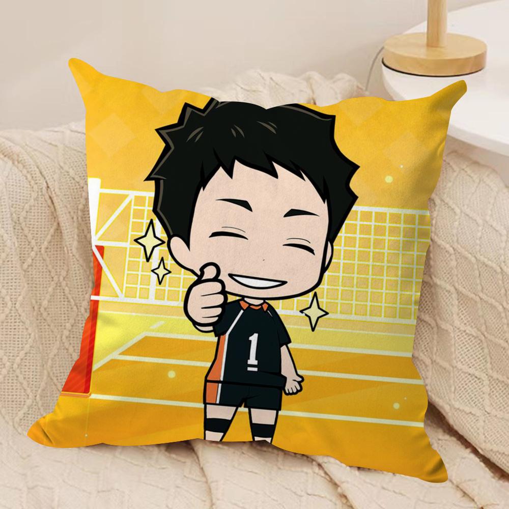 Anime HHaikyuu Cushion Cover Soft Plush Fabric DoubleSided Printed Sofa Cushion Cover for All Seasons Home Decor Gift