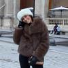 European and American high-quality environmentally friendly fur coat, large lapel collar short fur coat, fashionable imitation fox fur coat
