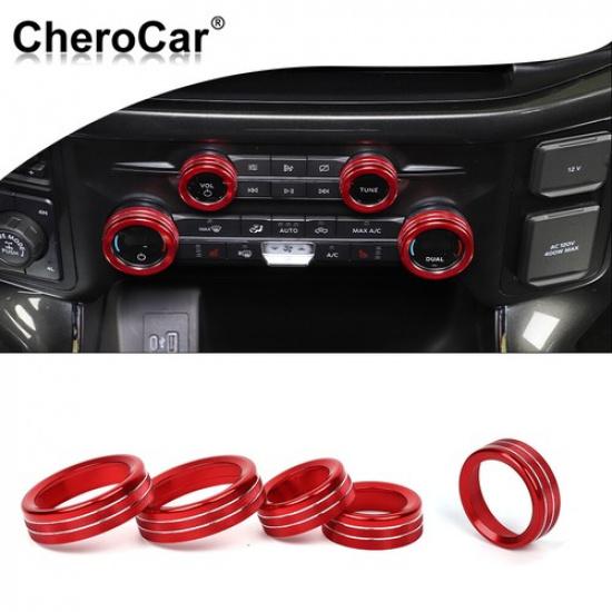Air Conditioner /Headlight /Radio Switch Knob Ring Cover for Ford F150 + Red