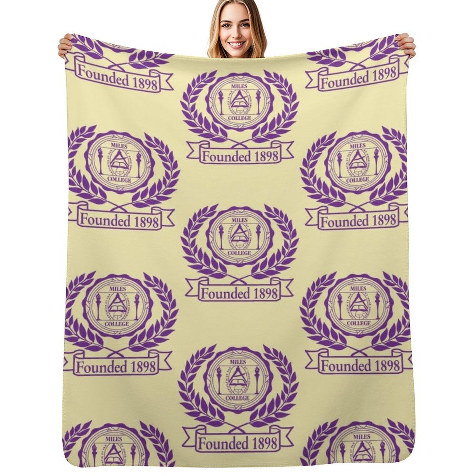 Miles College Throw Blanket All Weather Soft Throw Blanket for Sofa Size: 75*100cm, Weight: 230 GSM