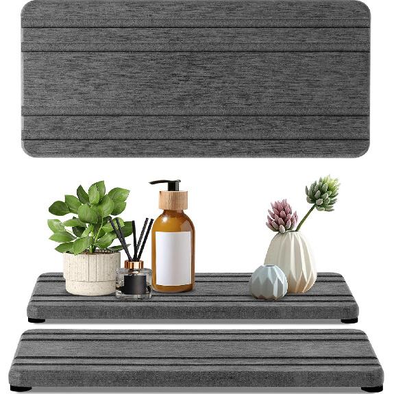 3PCS Water Absorbing Stone Tray, DryingNeat Diatomite Stone Sink Tray, Tant Dry Sink Coasters, Kitchen Sponge Hand Soap Holder, Countertop Fast