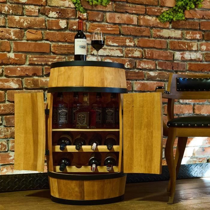 Wine Rack - Creative Cooper - Wooden Barrel - 80x50 Cm - Oak - Handmade
