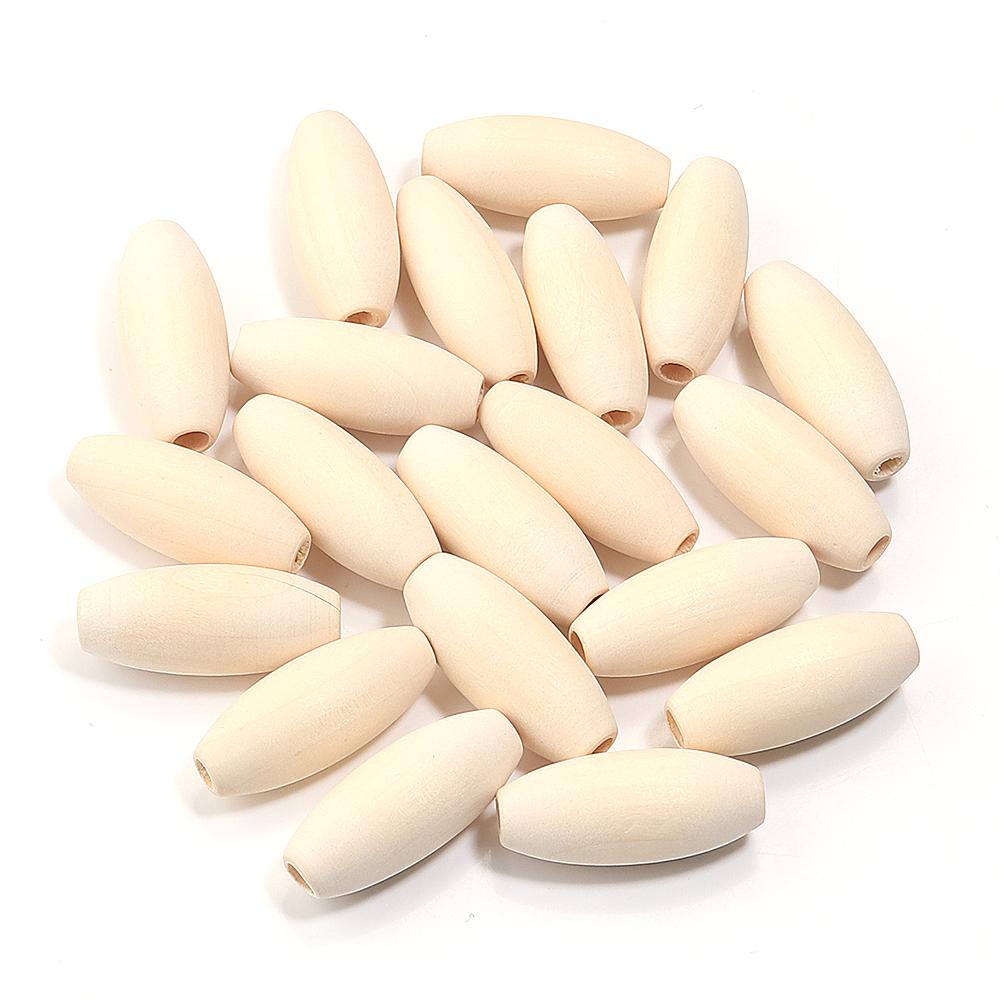 20-200Pcs Natural Oval Wooden Beads Large Hole Prayer Long Wood Bead Loose Spacer Beads For Bracelet Charms DIY Jewelry Findings