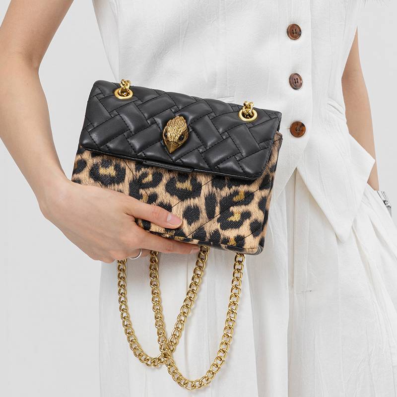 Crossbody Pu Handbag With Leopard Pattern And Eagle Head Decor For Daily Use