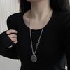 Tai Chi Bagua Silver Coin Pendant Necklace - Layered Auspicious Sweater Chain