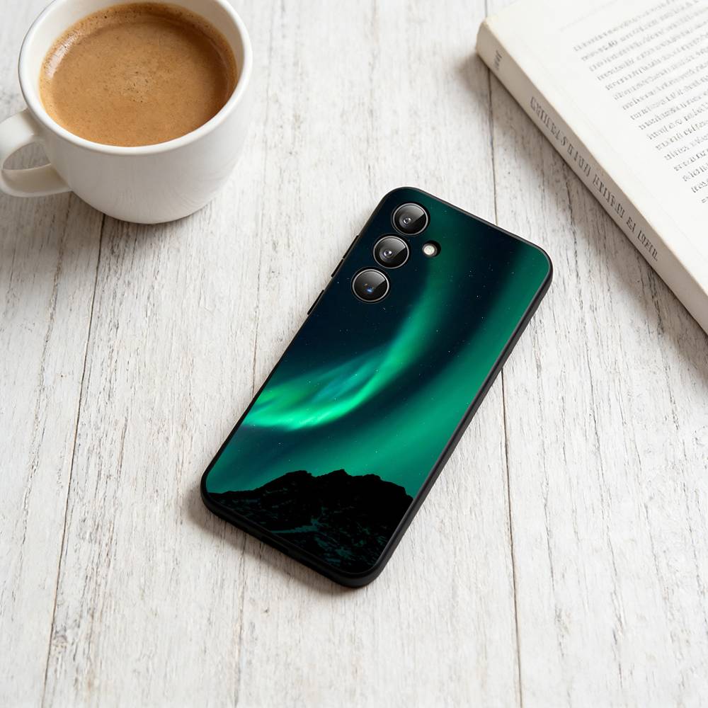Northern Lights  Phone Case Black Silicone Soft For Samsung Galaxy A73,A72,A71,A70,A53,A52,A51