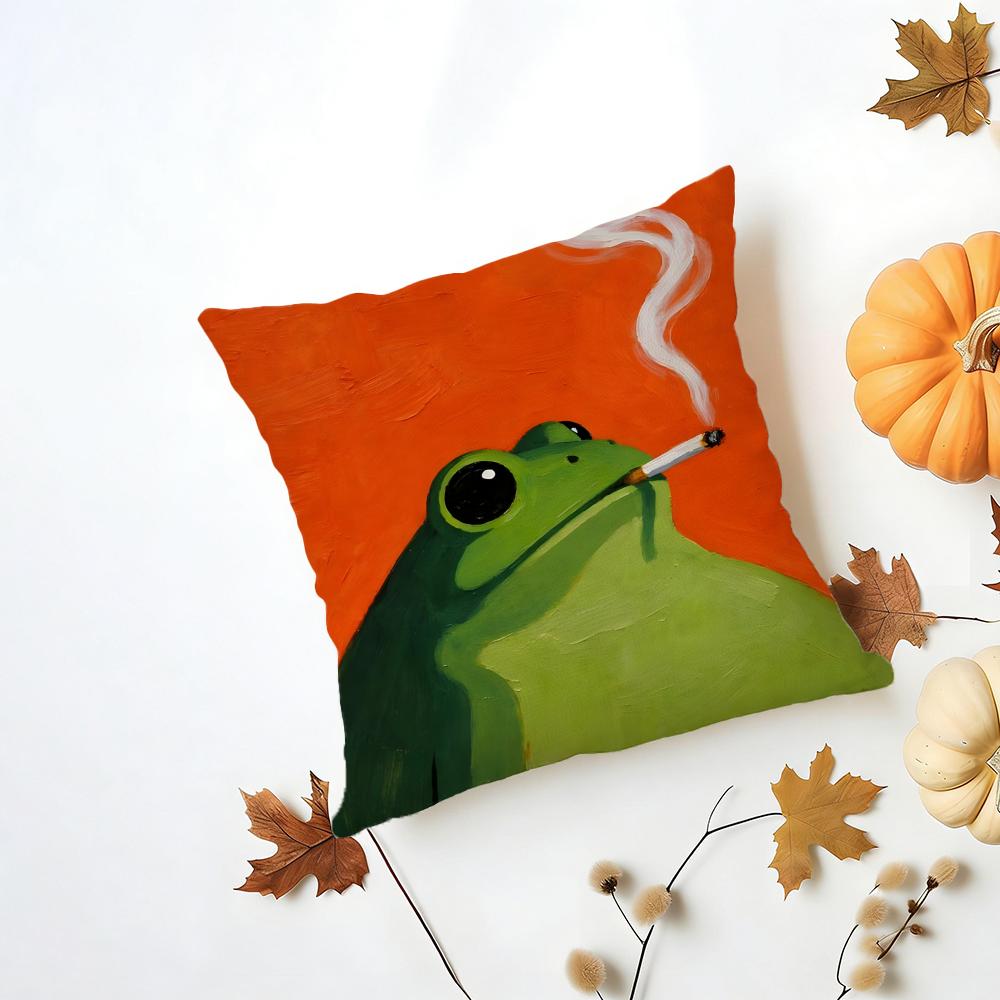 FFrog Aesthetic Cushion Cover Washable Linen Pillowcase Soft  for Daily Sofa Bed Home Room Decor