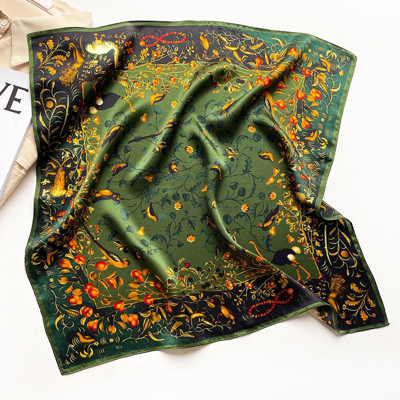 

Animal Print 100% Silk Square Scarves Women Design Neck Scarf Summer Headband Hairband Lady Headkerchief Luxury Bandana 53X53CM