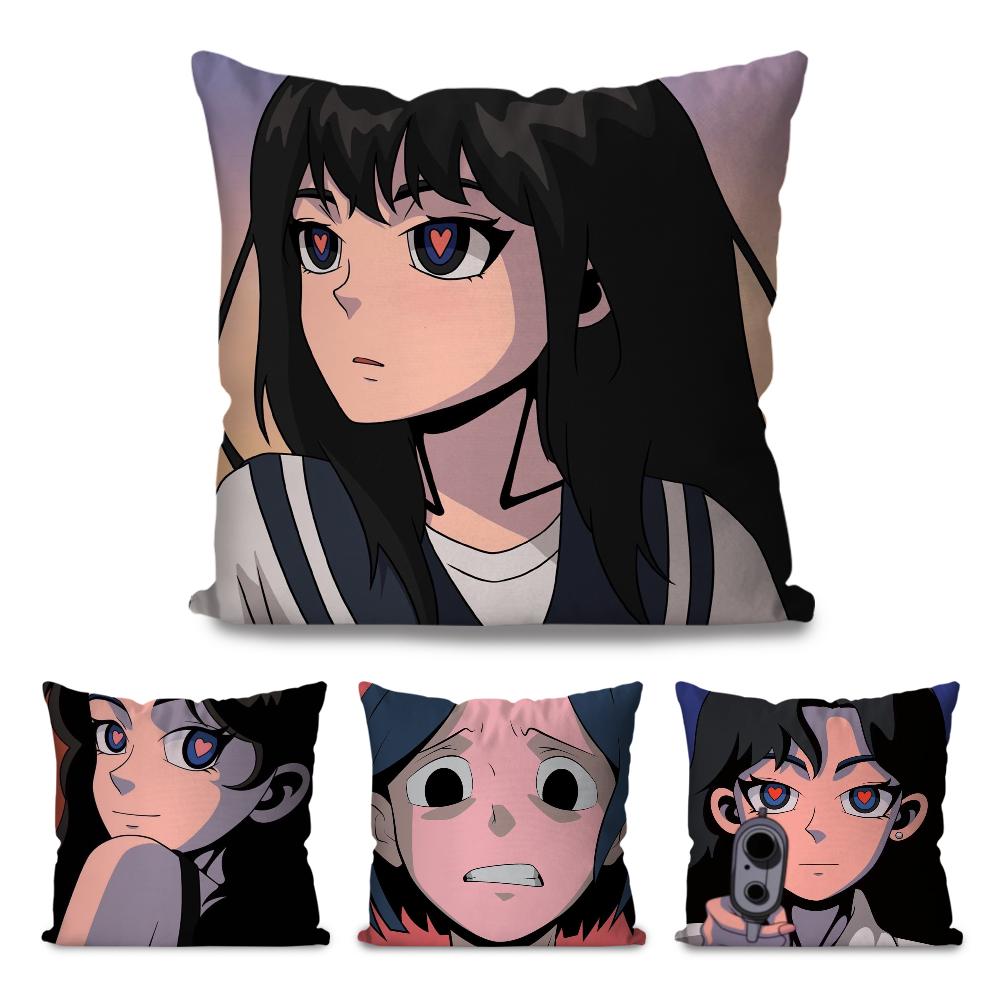 1 Stück A-AOKIZY Animationskunst Kissenbezug Quadratisches Kissen Schlafzimmer Sofa Freizeit Komfortkissen Auto Wohnzimmer Heimdekoration 40X40