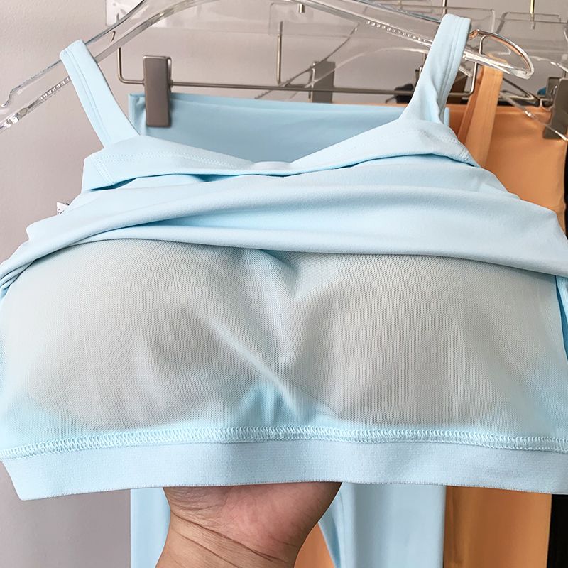 Lu Same Sports Vest Women's Summer Thin Semi-Fixed Cup Nude Feel Shaping Yoga Intimates U-Shaped Yoga Vest