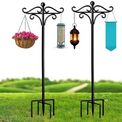 Terrassenständer, stabiler 5-zackiger Sockel, robuster, rostfreier Hakenhalter für Vogelfutterspender im Garten, Blumen-/Pflanzkorb-Aufhänger, Solarlicht-Laternenmastständer