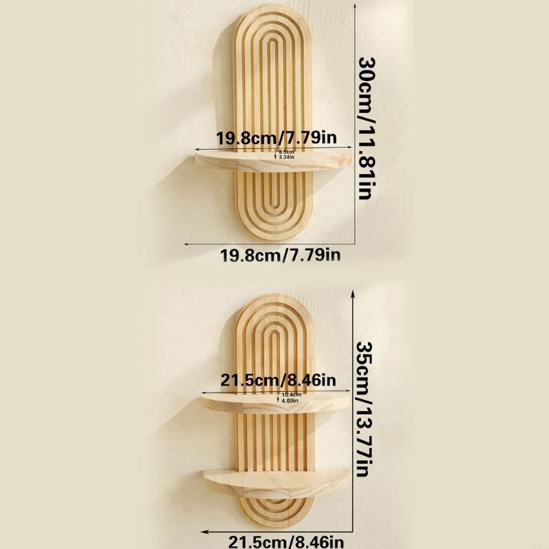 Artistic Wooden Shelf for Unique Home Decoration Practical Storage Solution X3UC