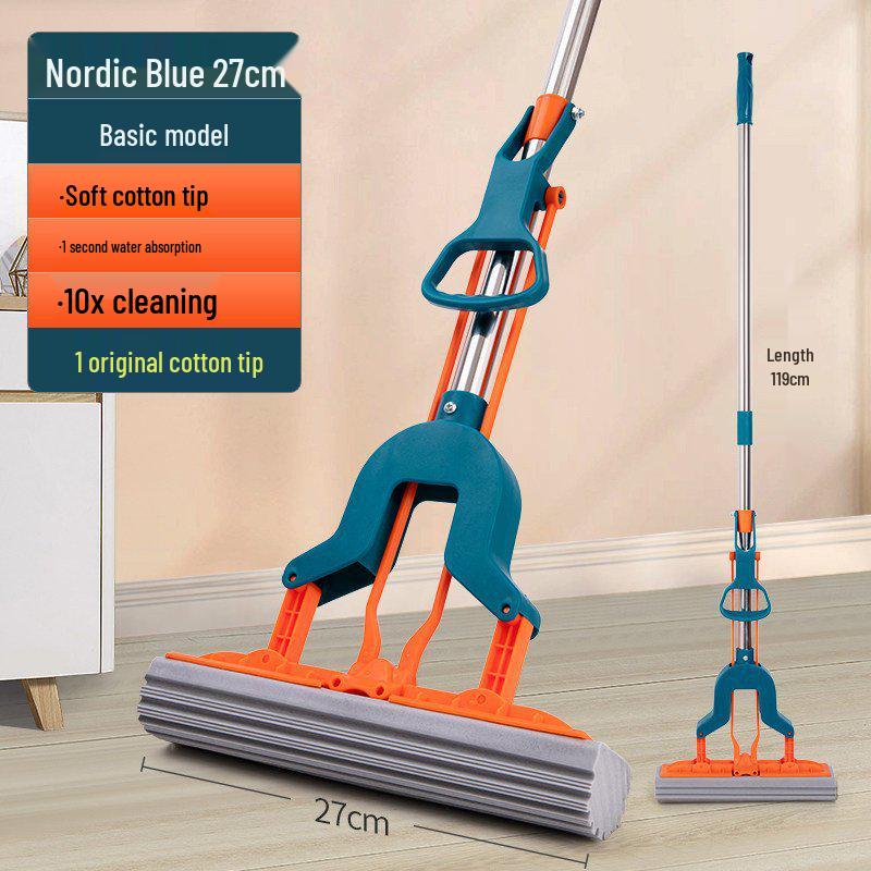 Sponge Mop 2026 Model: Hands-Free, Foldable, Absorbent Head, Ideal for Bathroom & Floor Cleaning
