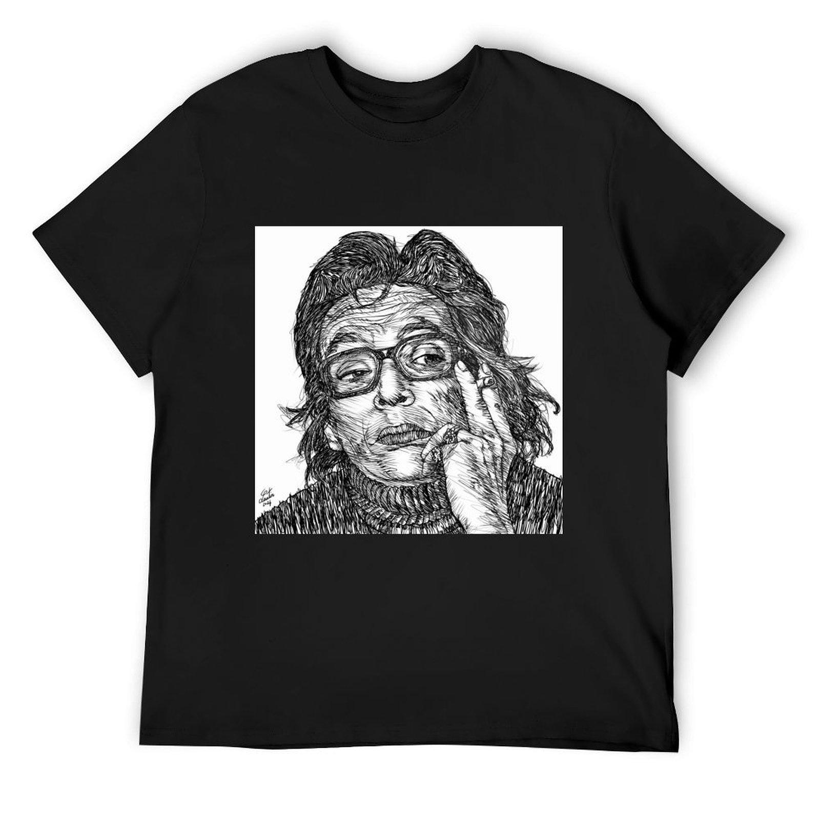 

MARGUERITE DURAS ink portrait .1 T-Shirt tops blanks shirts graphic tee oversized t shirt t shirts for men cotton 4XL