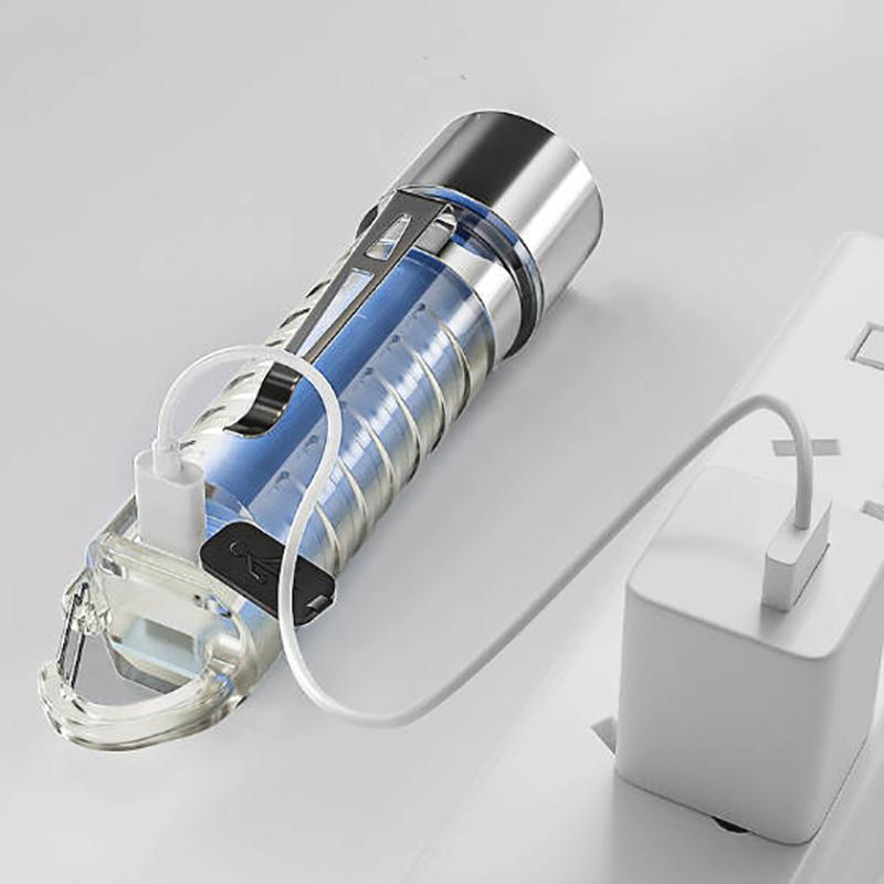 Smiling Shark Led Mini Strong Light Rechargeable Flashlight Super Bright Multifunctional Keychain Outdoor Warning Home