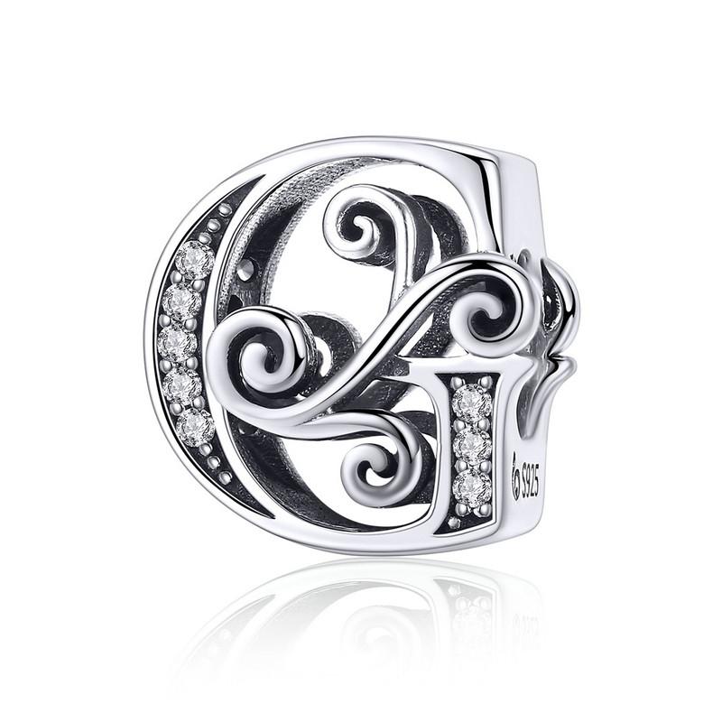 bamoer Funny 925 Silver DIY Letter Alphabet Metal Beads fit for Silver 925 Bracelet Heart Pattern Charms DIY