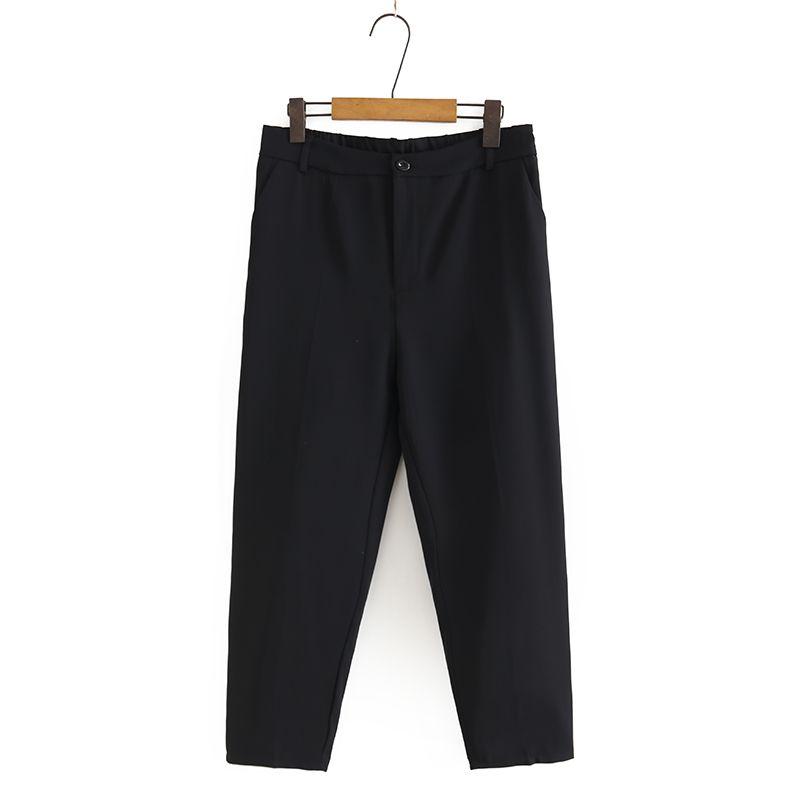 

Spring Summer Korean New Plus Size Women s Casual Black Harem Pants Son High Waist Elegant Slim Looking Ankle-Length Suit Pants Black 4XL