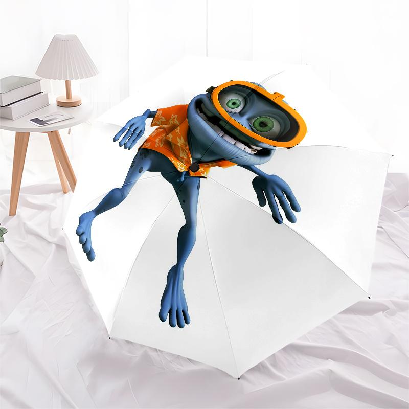 Crazy Frog, Automatic Folding Umbrella, Portable and Foldable Design, 8 Ribs, a Christmas or Birthday Gift.