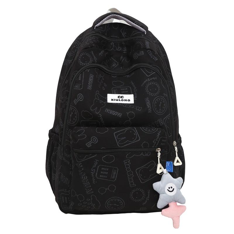 

Рюкзак Женский школьный рюкзак Повседневный рюкзак с принтом чёрный