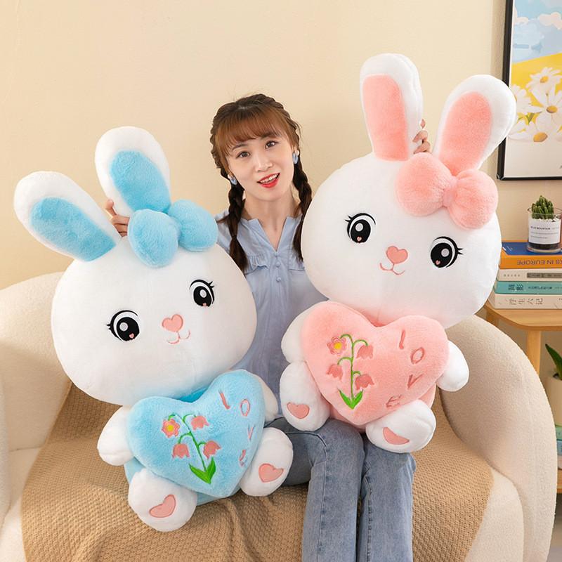 Heart Bunny Plush Doll Bedtime Stuffed Animal Birthday Gift Comfort Pillow Toy