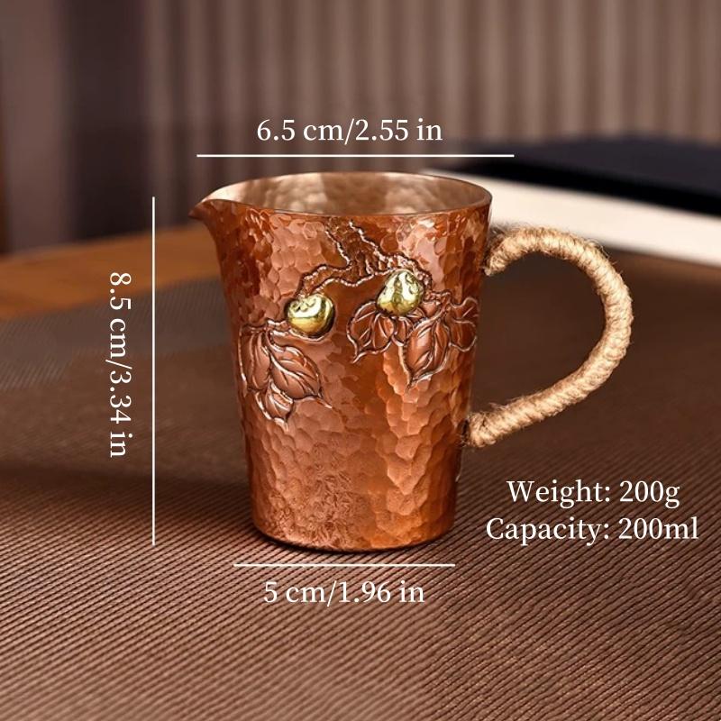 Vintage Pure Copper Moscow Mule Mug Engraved Flower Durable Coppery Beer 200ml Mugs Coffee Mug Milk Cup Weave Handle Drinkware