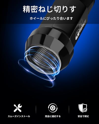 GAsupply Wheel Nuts M12xP1.5 Taper Seat 60° Long Nuts Through Type Racing Nuts Steel with Socket Set of 20