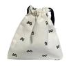 Bow Printed Drawstring Storage Bag Portable Cotton Pouch Diaper Pouch Bundle Pocket  Work