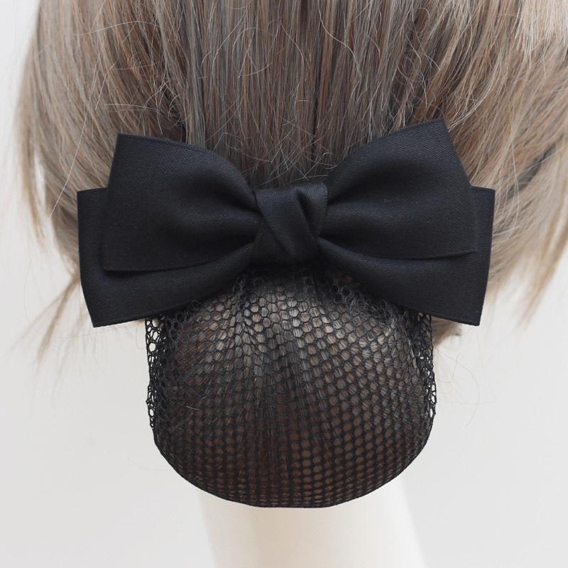 Women's Professional Hair Net Bow Clip for Work: Ideal for Hotel, Bank, Nurse, Flight Attendant, and Updo Styles.