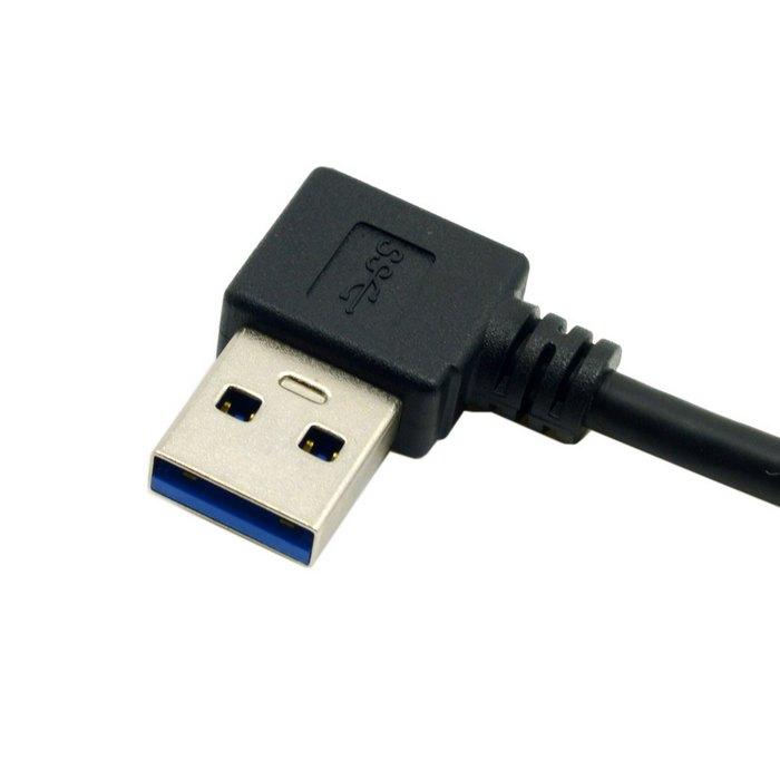 USB Type C Male Connector to 90 Degree Left Angled USB 3.0 Male Data Cable
