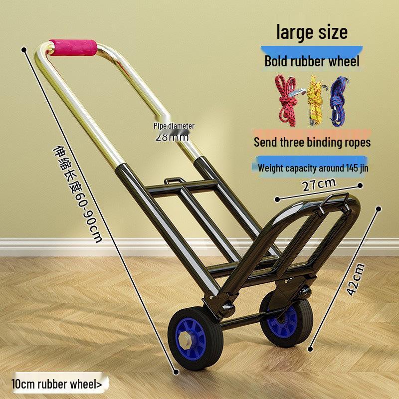 Carrinho de Mão Dobrável: Carrinho de Bagagem Portátil e com Suporte de Carga para Compras e Mercearia
