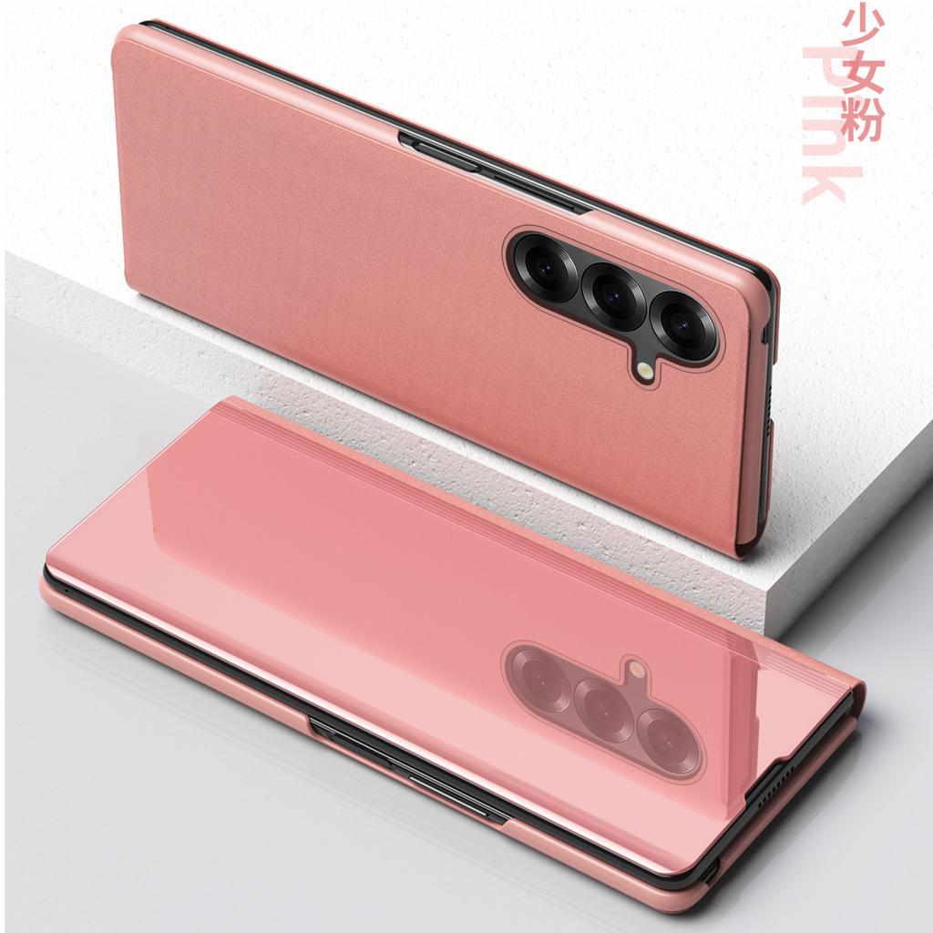 Luxus vertikaler Spiegelständer Klare Schutz-Smart-Hülle für Samsung Galaxy Z Fold 7 6 5 4 3 Schlanke stoßfeste Kunststoff-Handyhülle