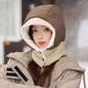 Fleece thickened warm child women's fashion color matching scarf one-piece hat autumn and winter skiing tram hat