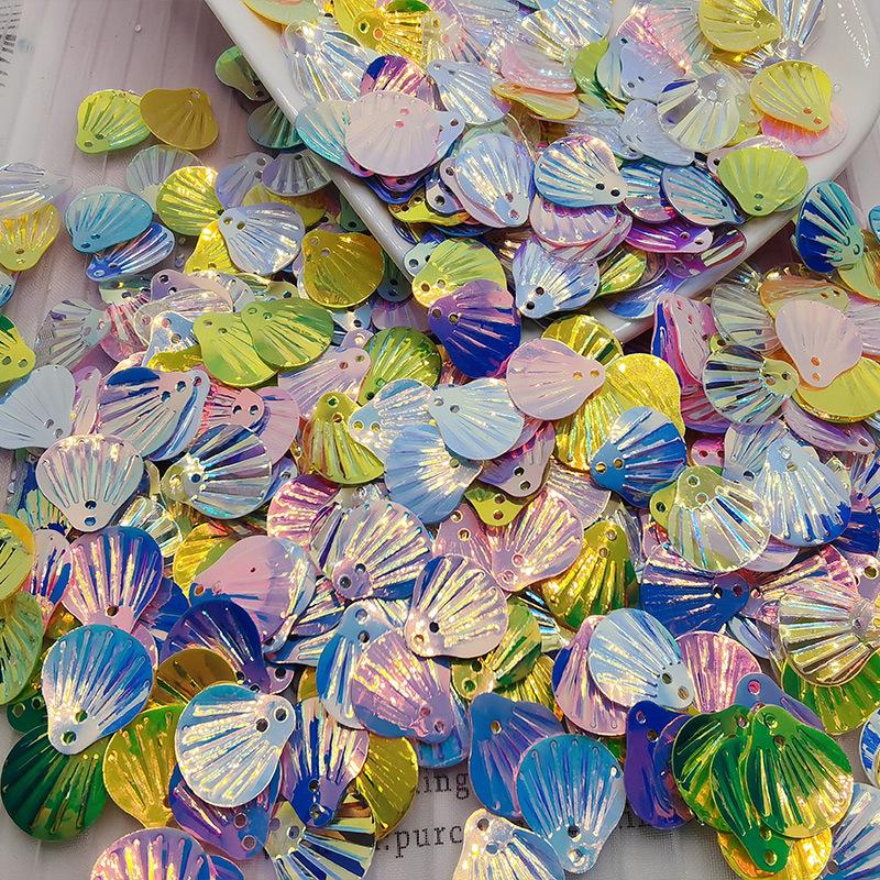 1pack Glitter Sea Shell PVC Loose Sequins for Sewing Embellishment Findings Wedding Handcraft Women Clothes Dress Accessories