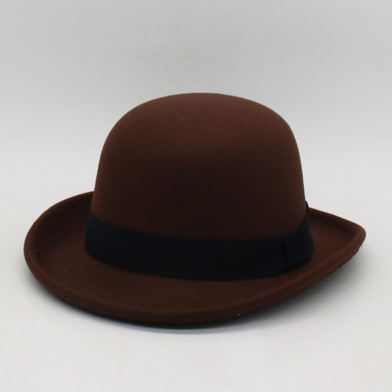 Фетровая Цилиндр Женский Котелок Цилиндр Французская Завитая Шляпа Фетровая Шляпа one size [dome curl]