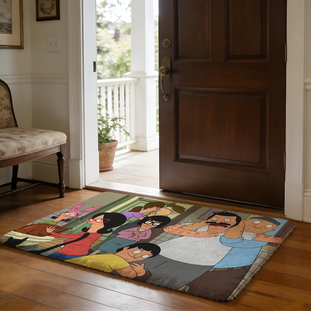 Cartoon Funny BBobs BBurgers Floor Mat Soft Flannel Absorbent Mat Non-Slip Rug Home Bedroom Bathroom