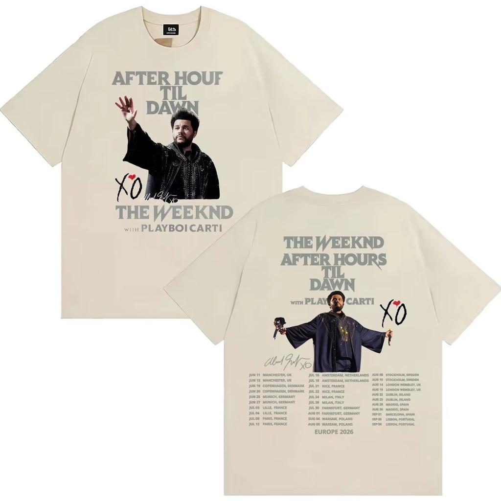 Summer Hot Sale The Weeknd After Hours Til Dawn Europe 2026 Tour T-shirt Men Women Harajuku Hip Hop T Shirts Y2K Gothic Cotton Oversized T-shirts