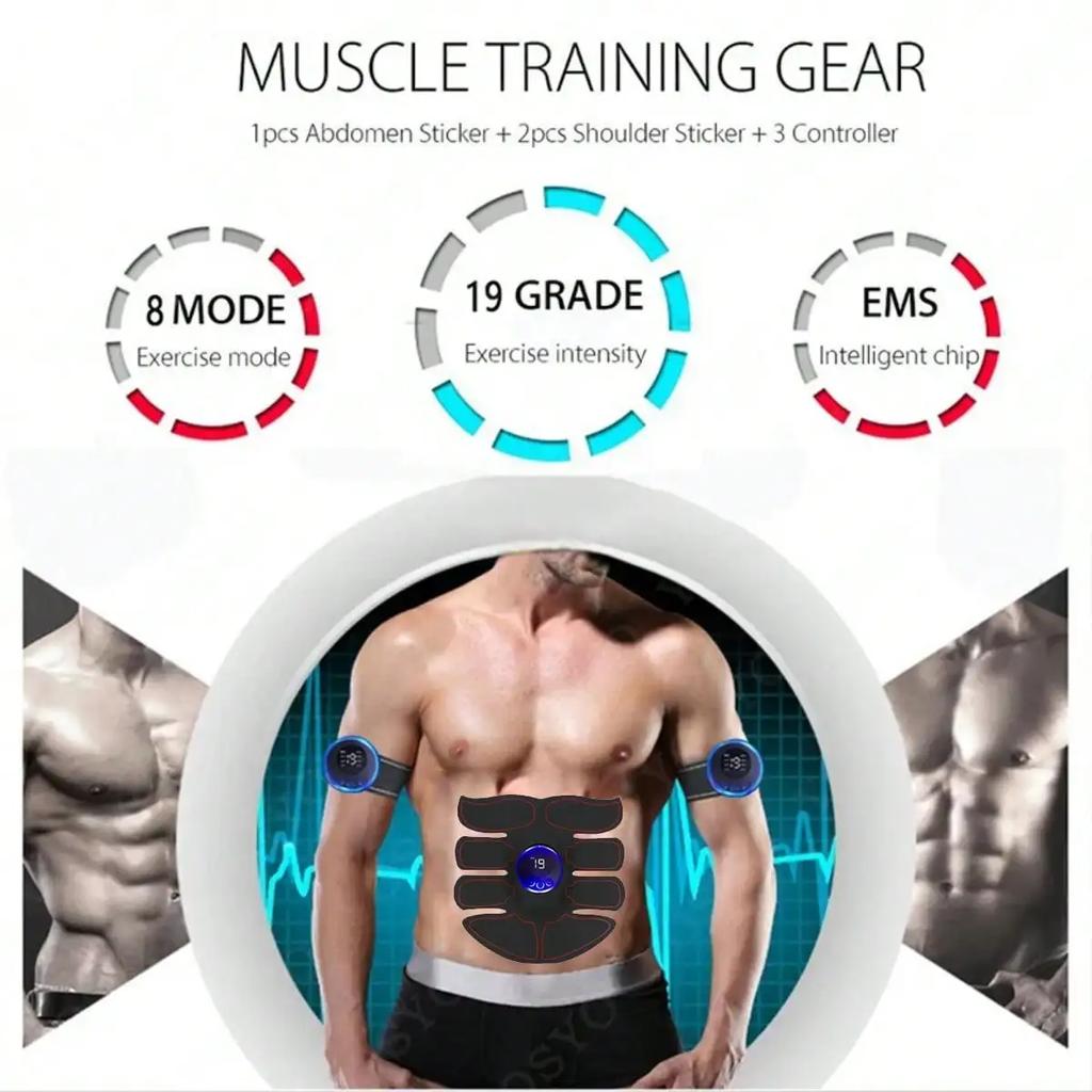 Estimulador Muscular Inalámbrico 5 en 1:Recargable por USB, 19 Velocidades, Fitness para Todo el Cuerpo, Entrenamiento Abdominal y de Cadera, Masajeador Miofascial