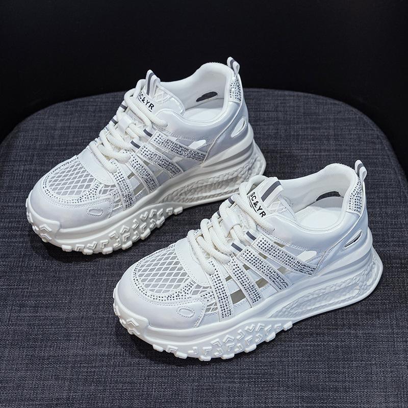 Dad shoes mesh breathable hollow women's 2025 new casual fashion sports explosion thick sole inner height increase women's shoes