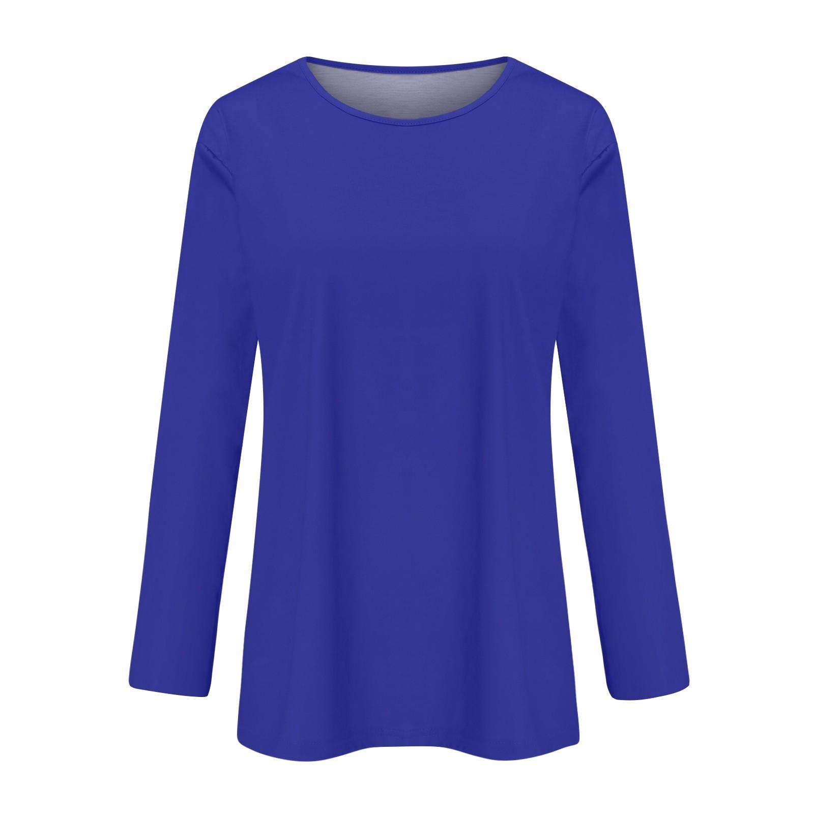 Женская свободная и удобная однотонная футболка с длинным рукавом с большим верхом — фото 4