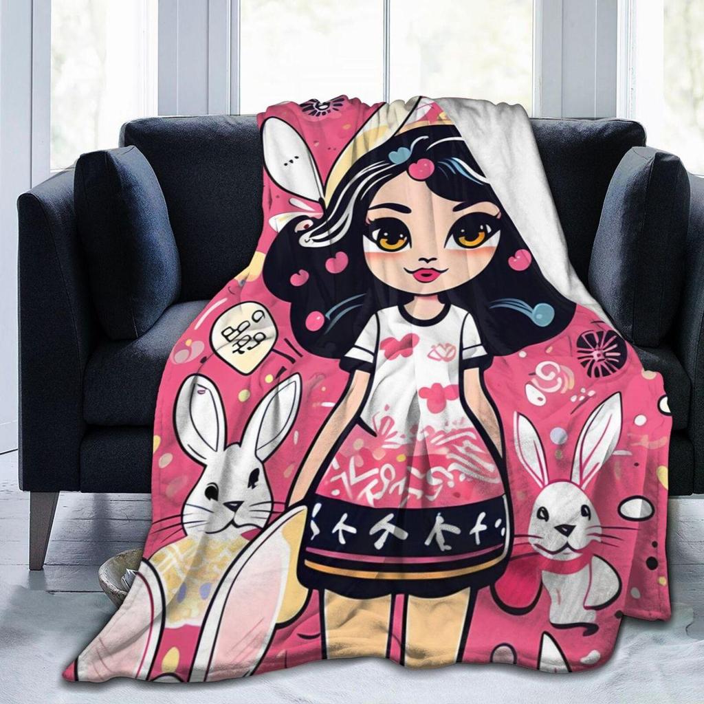 Bunny GirlSherpa Blanket Warm Blankets for Sunmer Super Soft Fuzzy Flannel  Like Reversible Velvet Plush Couch Blanket Lightweight
