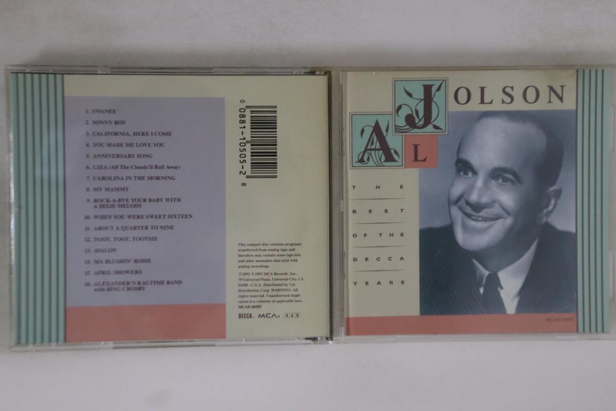 

CD AL JOLSON - Best Of The Decca Years MCAD10505 DECCA 1992 Non Japan Jazz Used