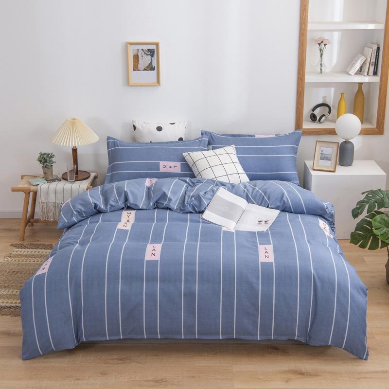 Live Stream Thickened Platinum Cotton Sanded Four-piece Set, Bed Sheet Quilt Cover, Student Dormitory Three-piece Set, Bedding