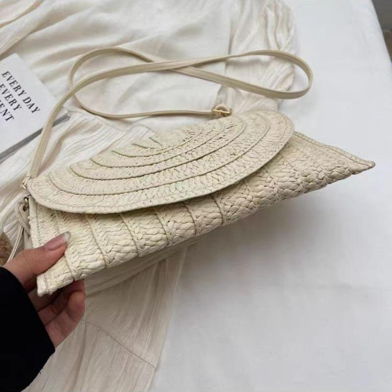 New Summer Straw Bag Hand-woven Bag Large Capacity Envelope Bag Hand Carry Shoulder Bag Beach Messenger Bag Bag Women